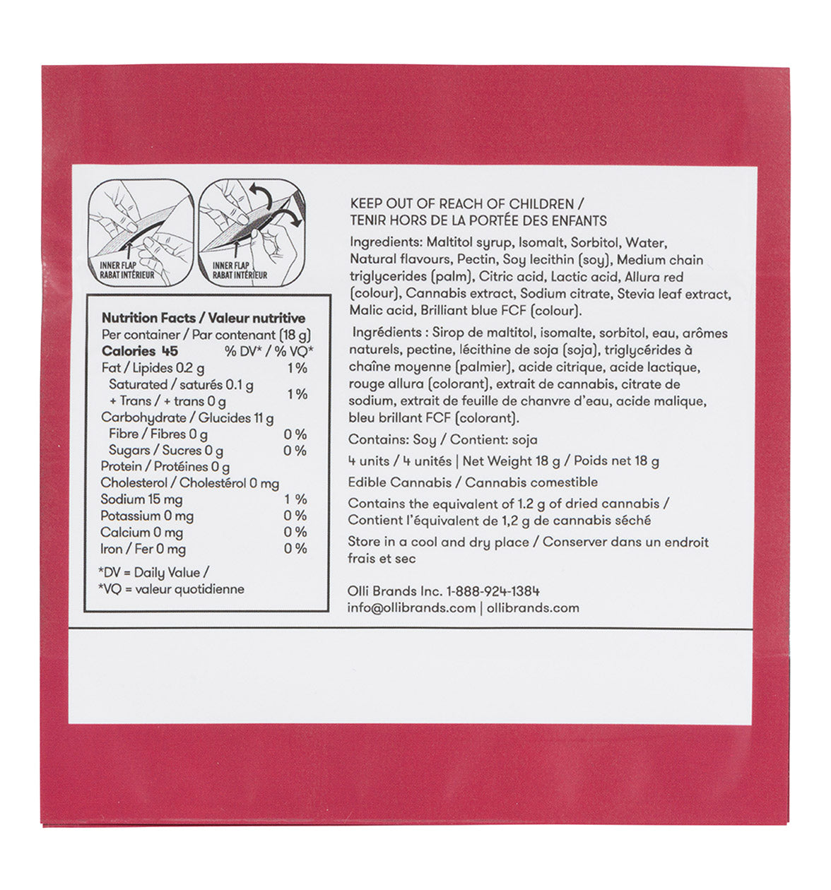 Olli Sugar Free Raspberry Acai 1:1 Chews