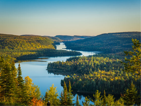 Fall sunset over Wapizagonke Lake in Mauricie National Park, Quebec